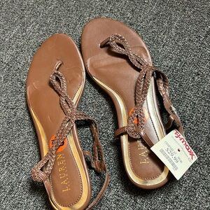 Ralph Lauren Brown Braided Sandals